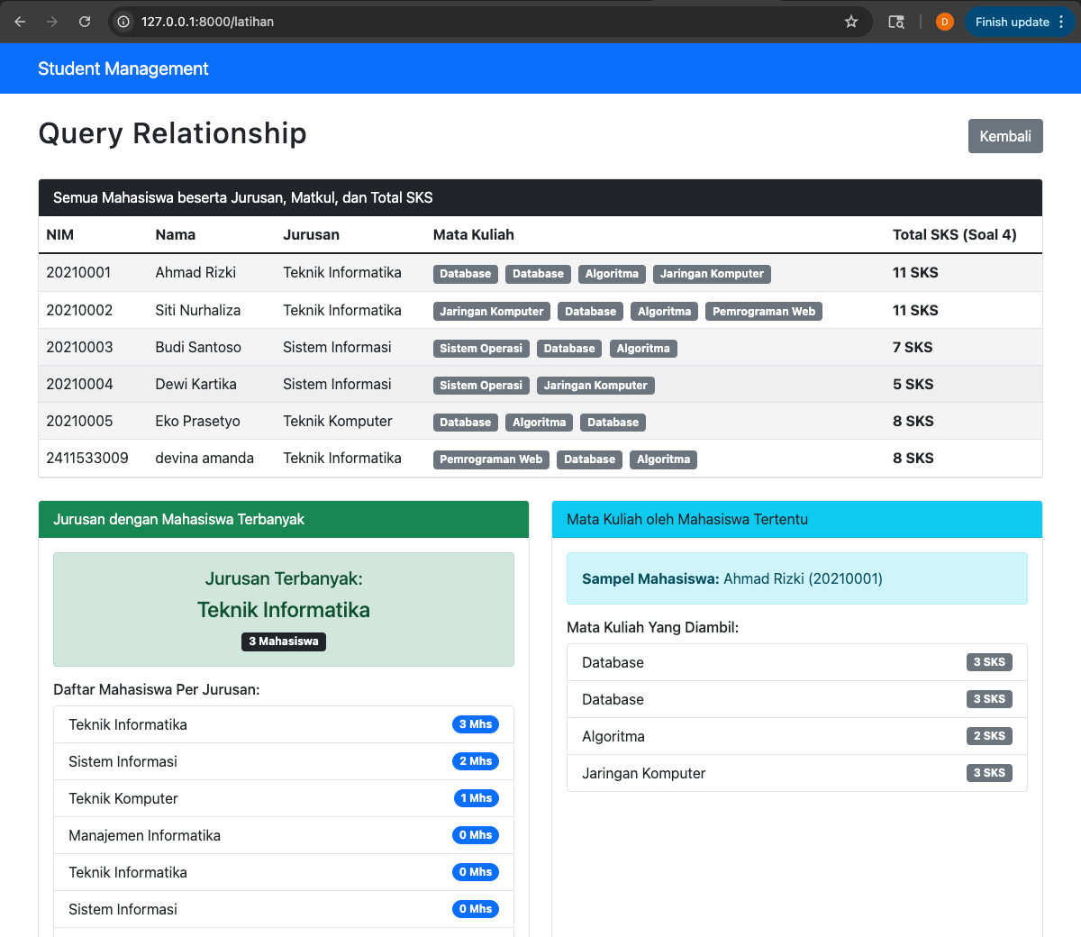 Hasil Latihan Query